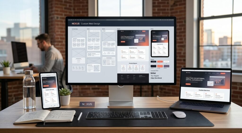 Custom web design services showing modern visual layout and responsive UI design