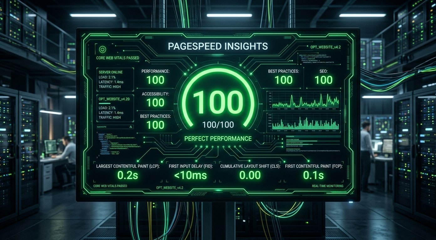 Dashboard displaying high performance metrics on how to speed up WordPress website