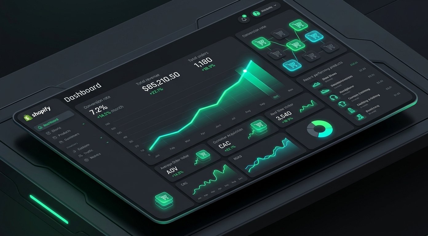 E-commerce dashboard displaying analytics and Shopify CRO strategies metrics