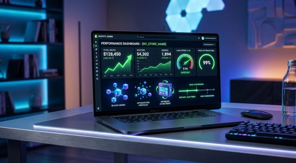 10 Proven Shopify Speed Optimization Tactics to Boost Sales in 2026 9 Shopify speed optimization performance dashboard showing fast loading metrics and analytics