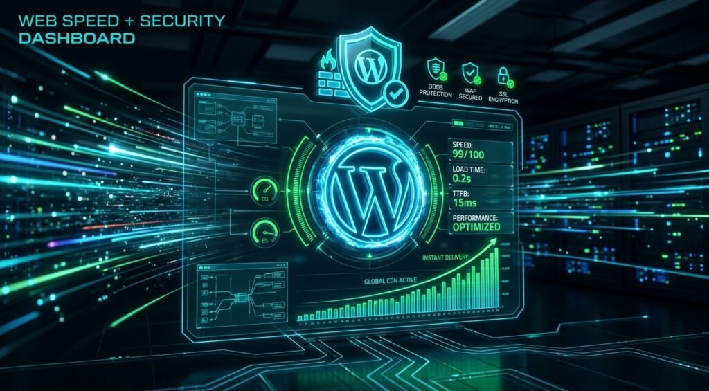 10 Proven WordPress Speed Optimization Techniques for 2026 8 WordPress speed optimization dashboard showing fast loading metrics and server performance